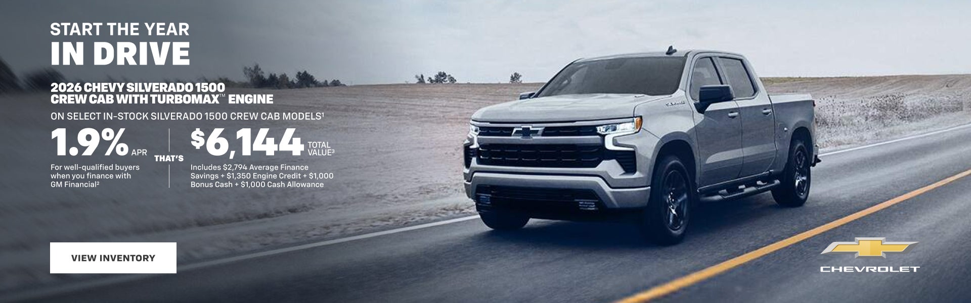 2026 Chevy Silverado 1500 Crew Cab with TurboMax Engine. On select in-stock Silverado 1500 Crew C...